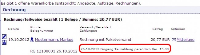 Geldeingang erfassen